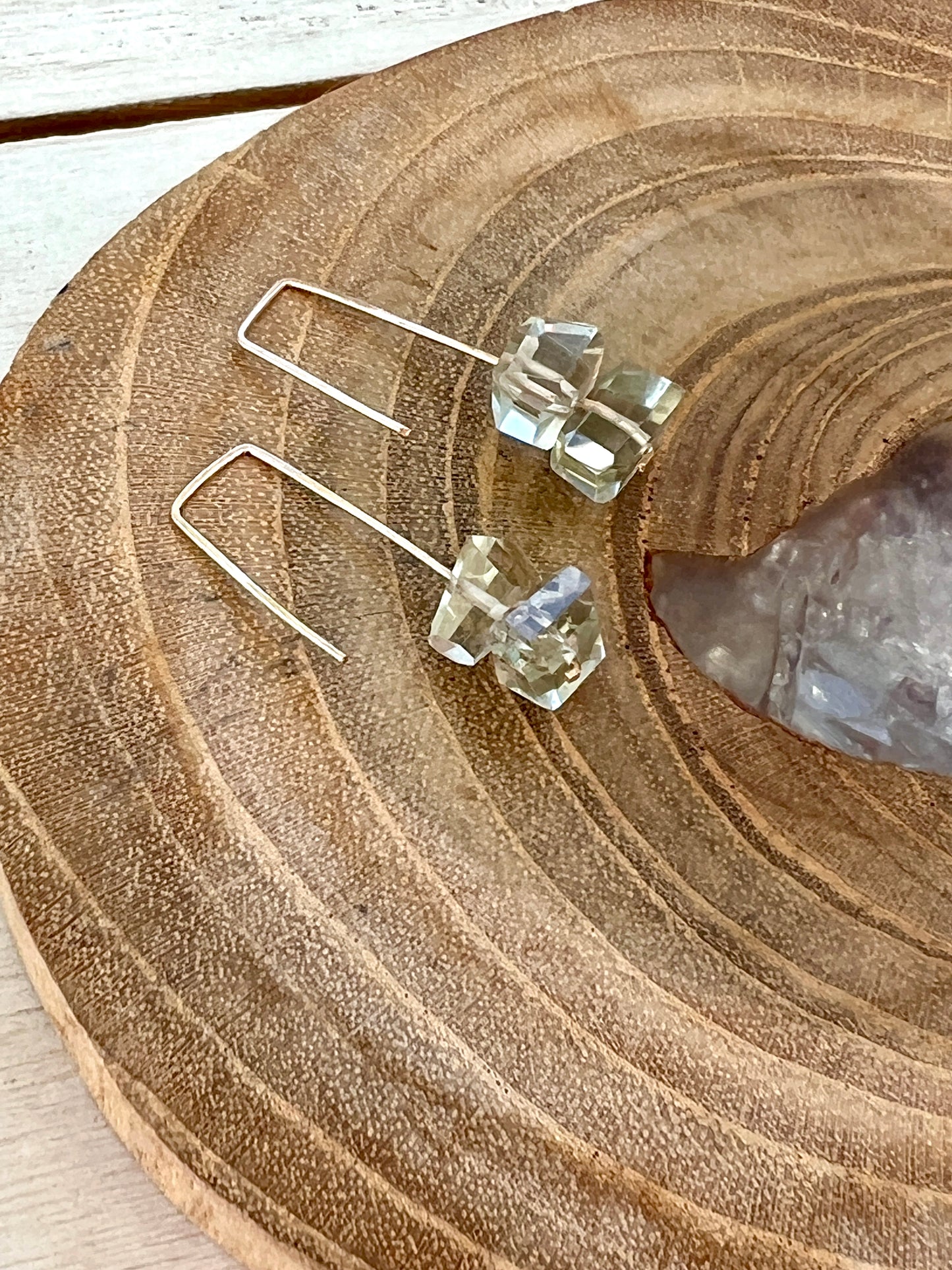 Jane Collection - Genuine Green Amethyst Threader Earrings