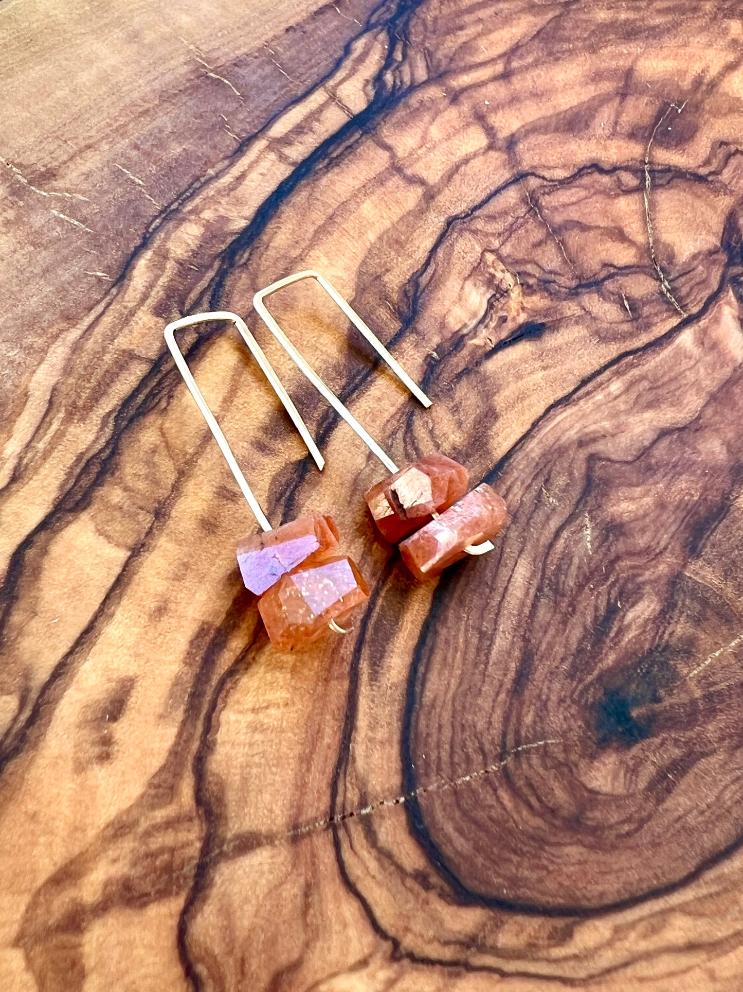 Jane Collection - Genuine Sunstone Threader Earrings