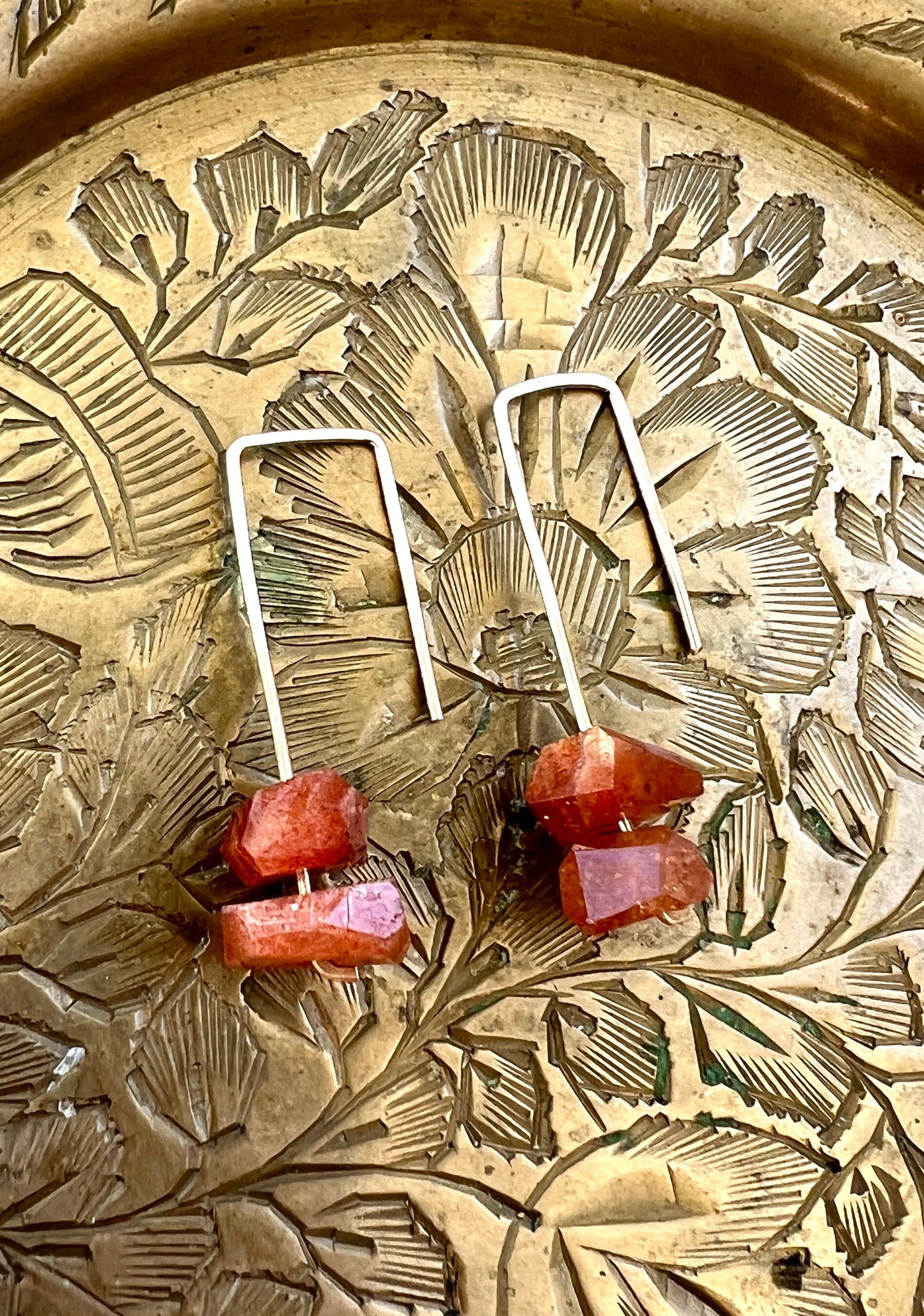 Jane Collection - Genuine Sunstone Threader Earrings