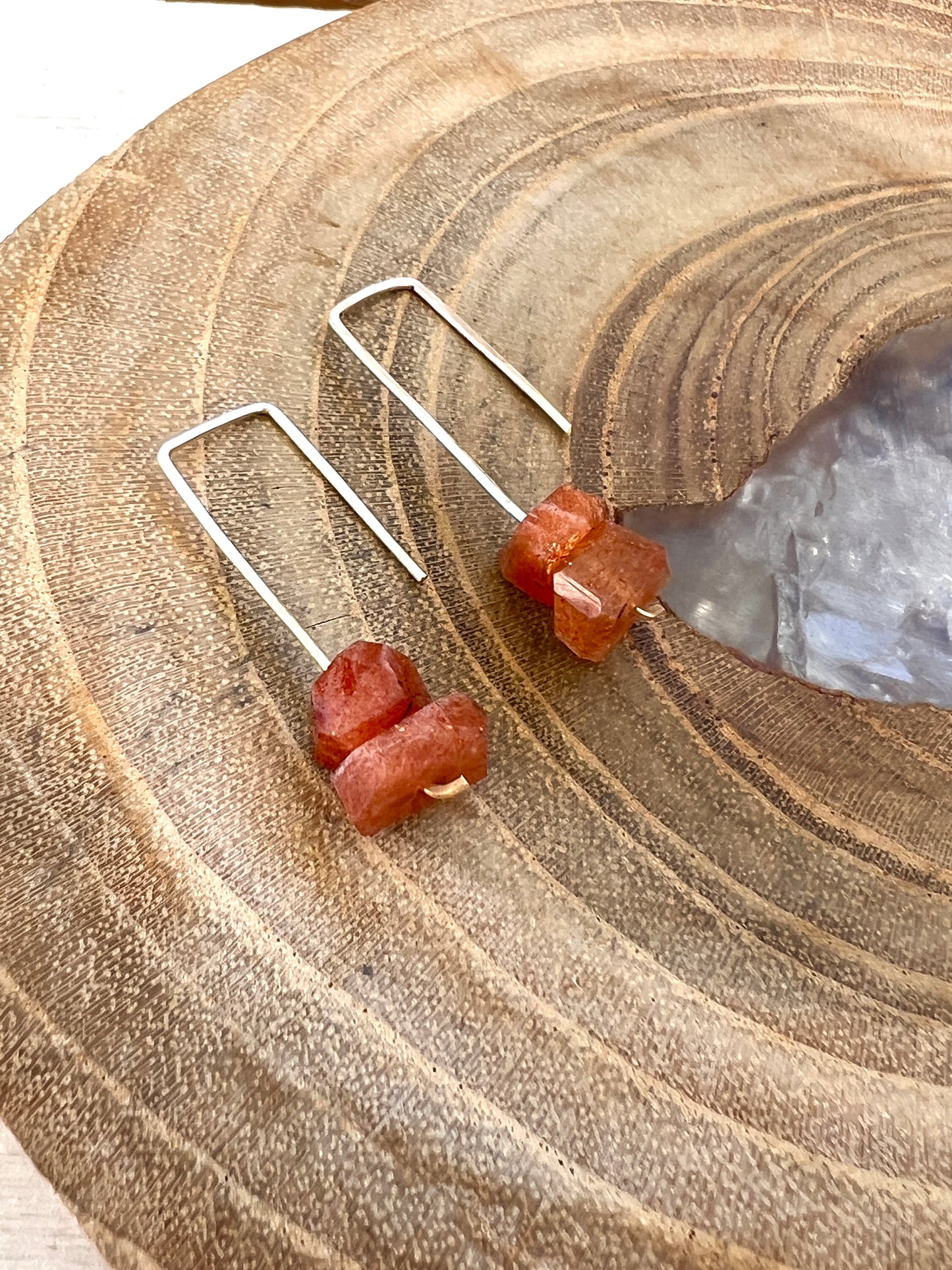 Jane Collection - Genuine Sunstone Threader Earrings