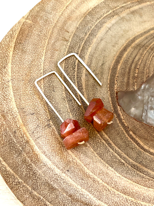 Jane Collection - Genuine Sunstone Threader Earrings