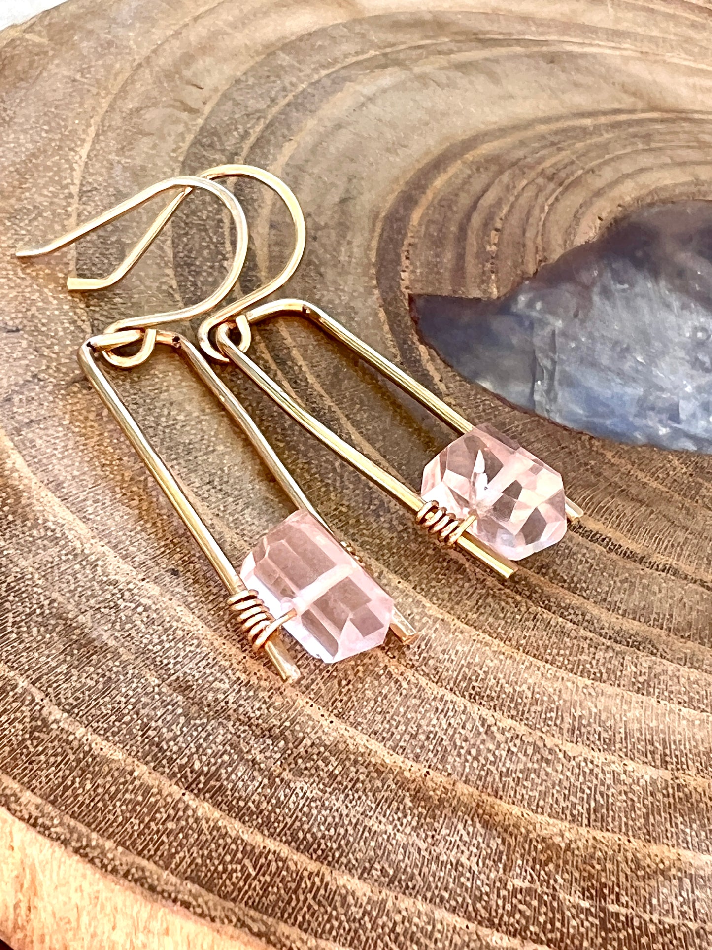 Jane Collection - Genuine Rose Quartz Earrings