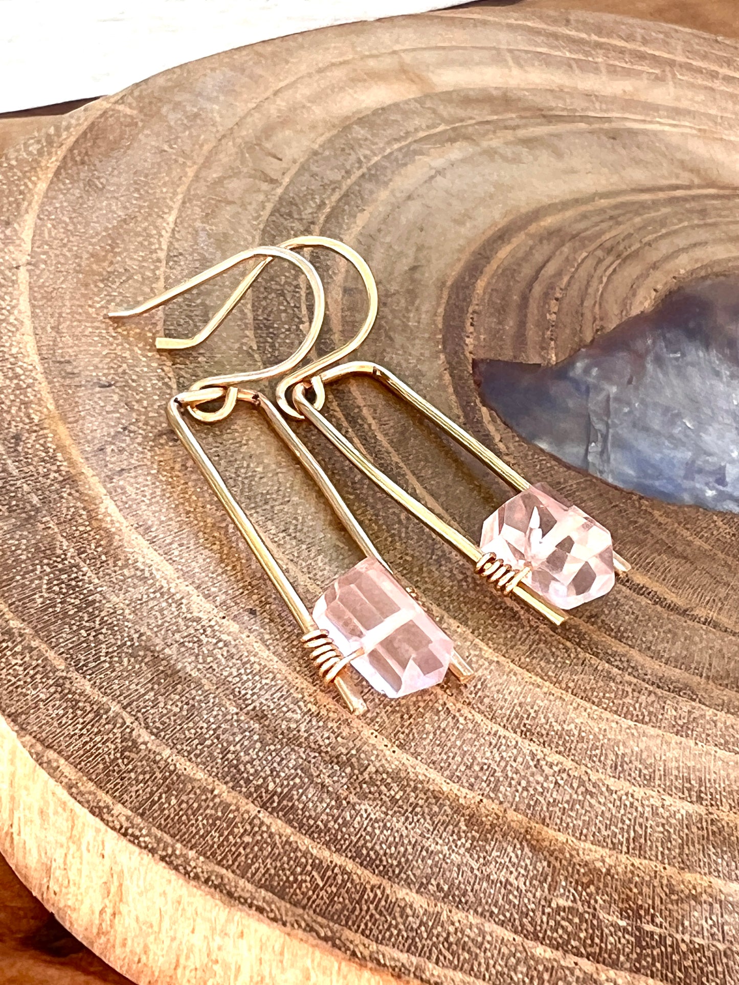 Jane Collection - Genuine Rose Quartz Earrings