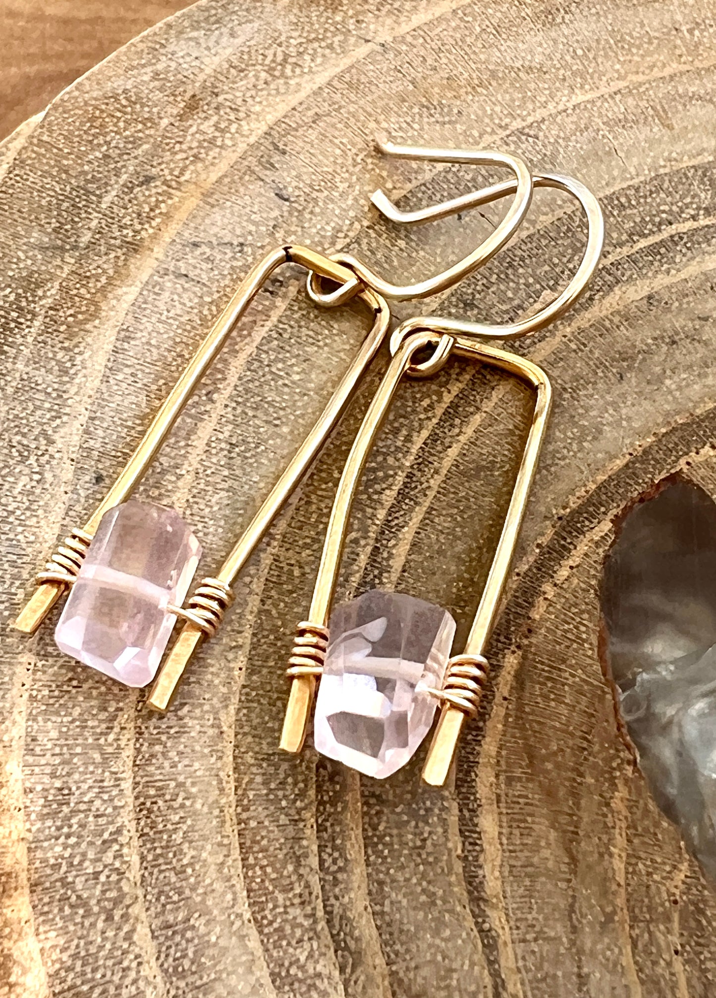 Jane Collection - Genuine Rose Quartz Earrings