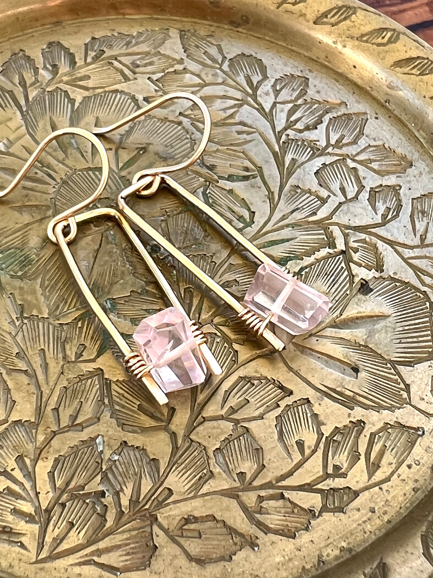 Jane Collection - Genuine Rose Quartz Earrings