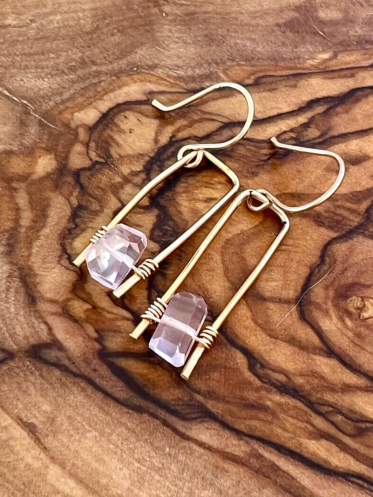 Jane Collection - Genuine Rose Quartz Earrings