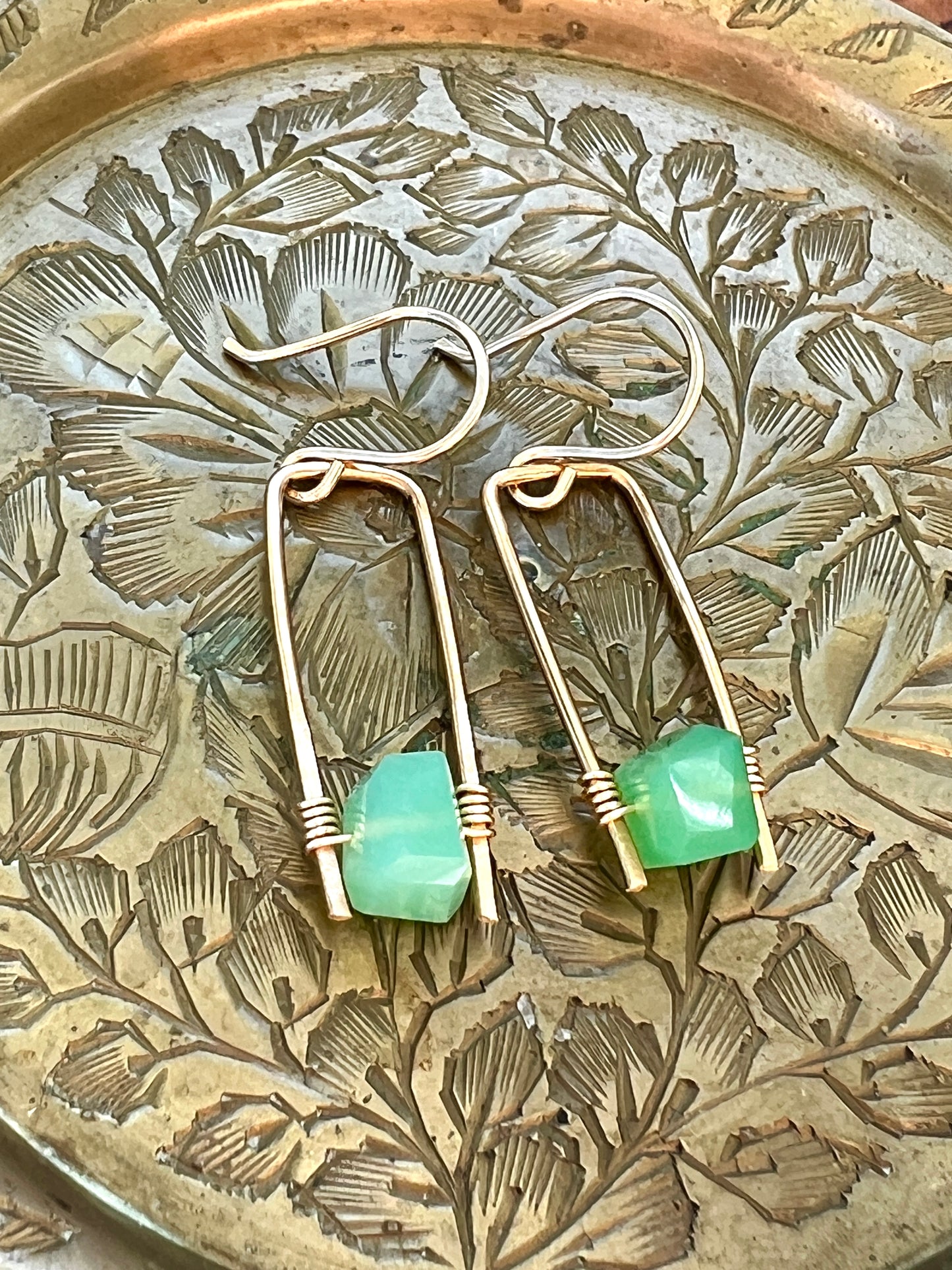 Jane Collection - Genuine Chrysoprase Earrings