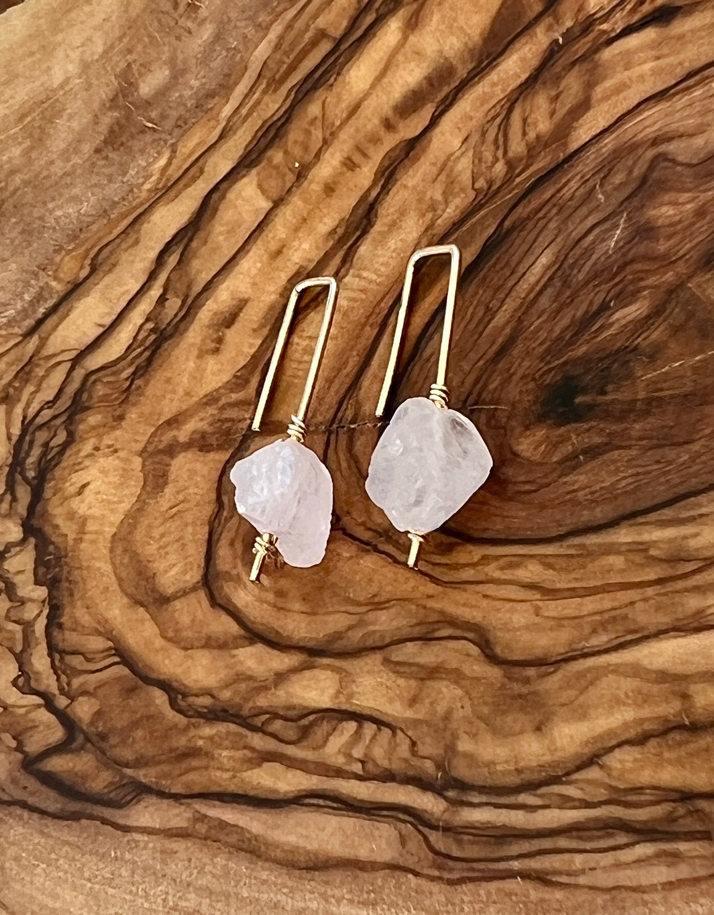 Jane Collection - Genuine Pink Quartz Threader Earrings