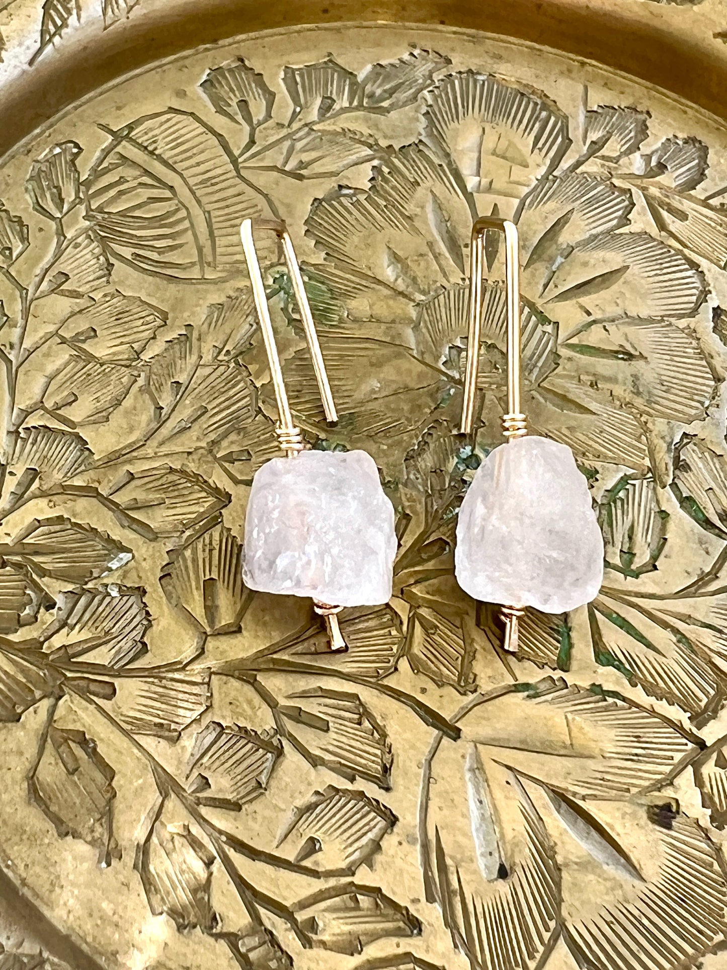 Jane Collection - Genuine Pink Quartz Threader Earrings