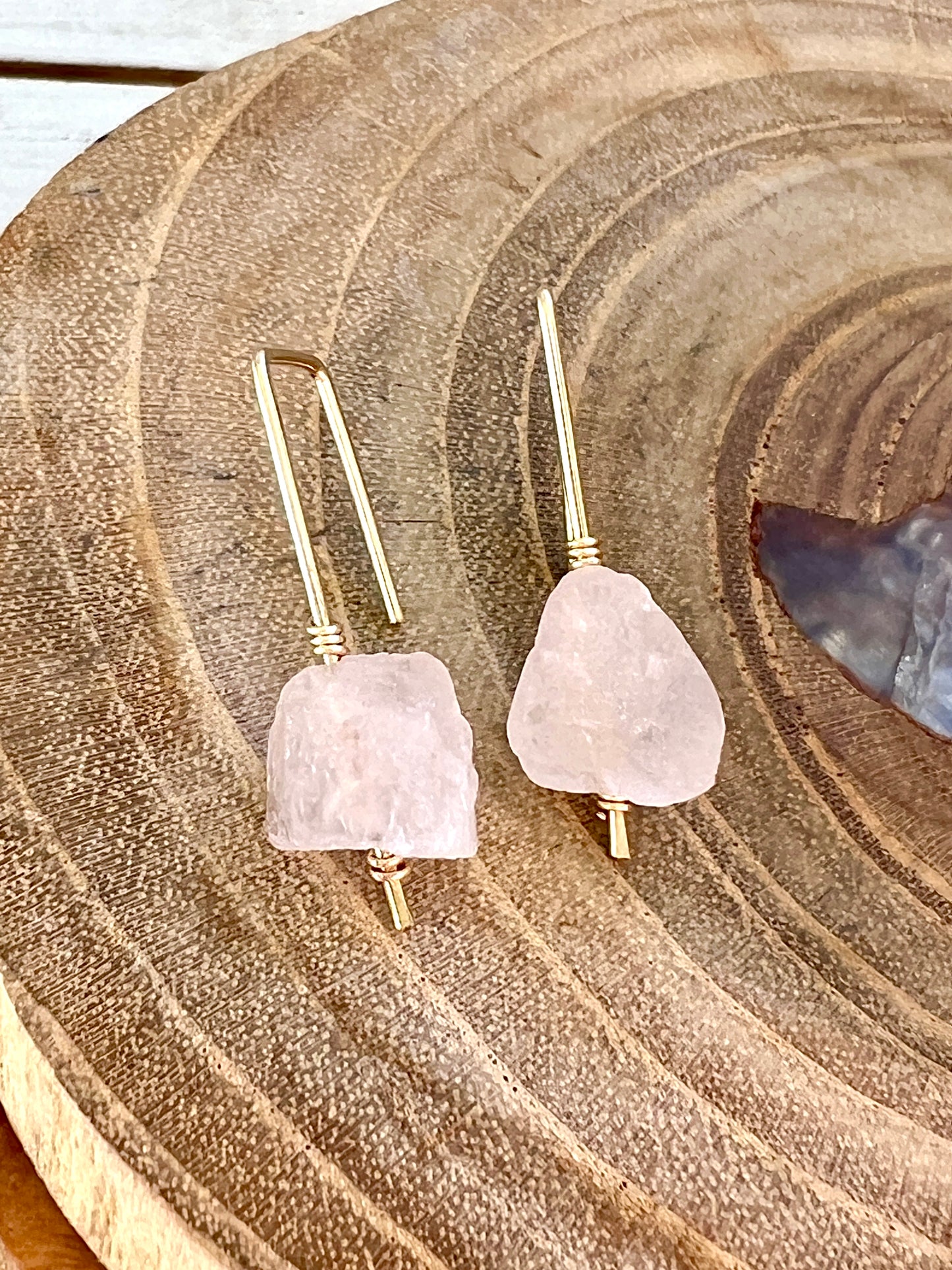 Jane Collection - Genuine Pink Quartz Threader Earrings