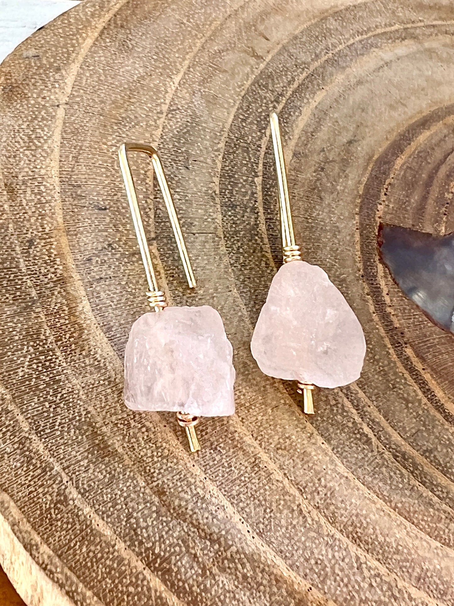 Jane Collection - Genuine Pink Quartz Threader Earrings