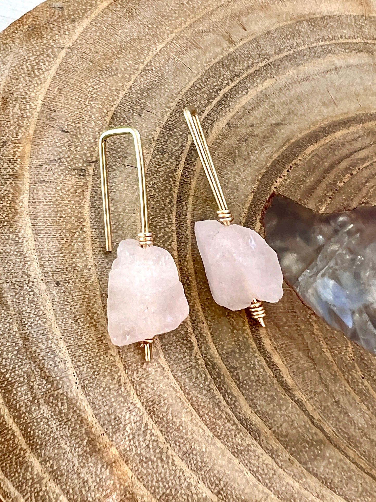 Jane Collection - Genuine Pink Quartz Threader Earrings