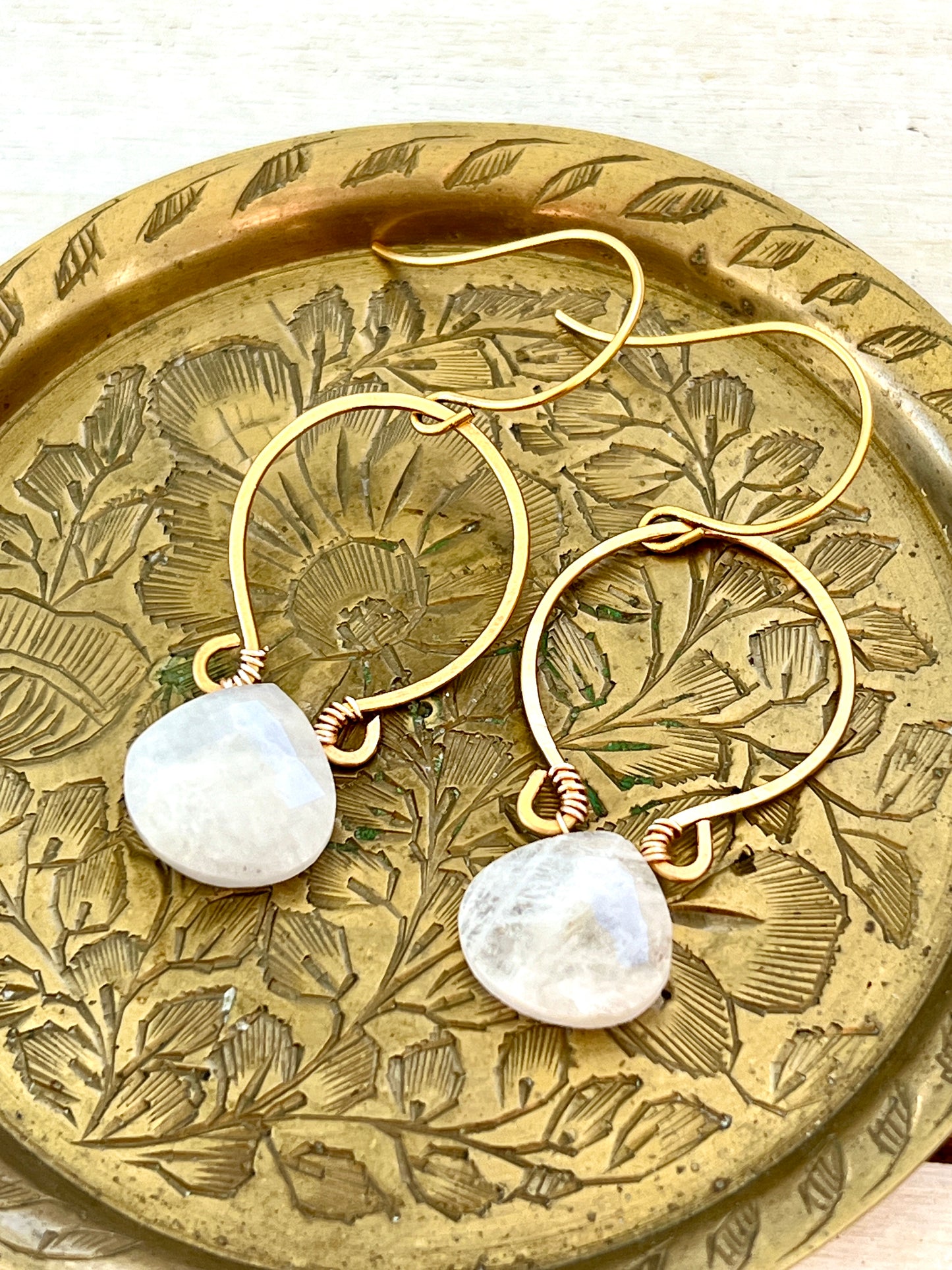 Juliet Collection - Genuine Moonstone Scrolled Hoops