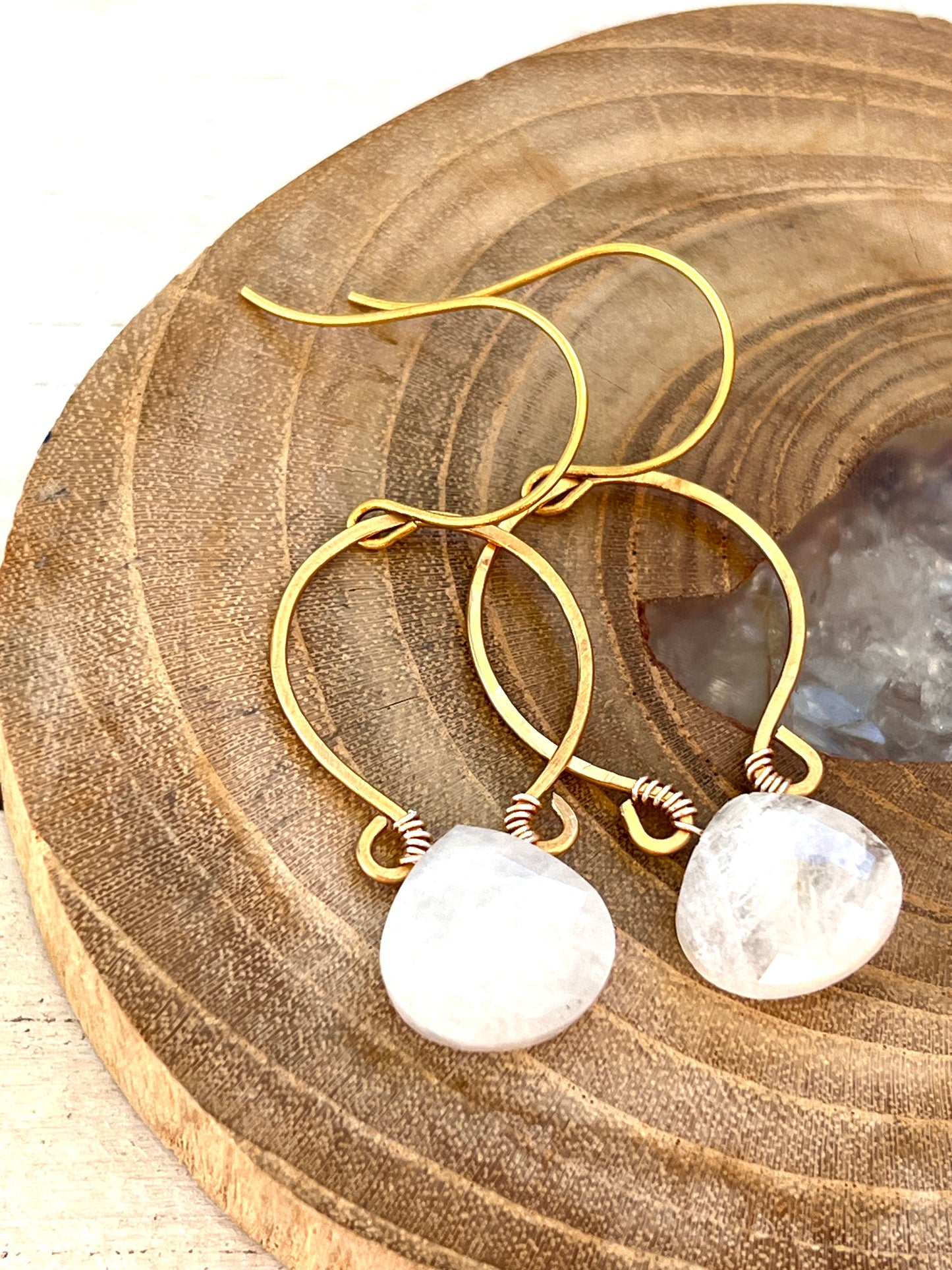 Juliet Collection - Genuine Moonstone Scrolled Hoops