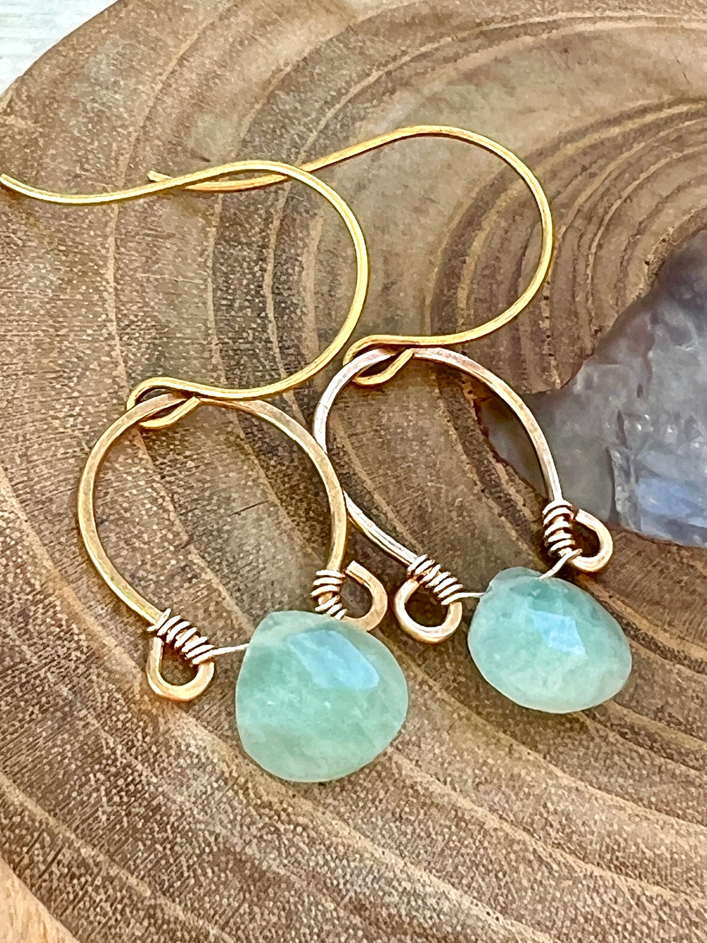 Juliet Collection - Genuine Amazonite Scrolled Hoops