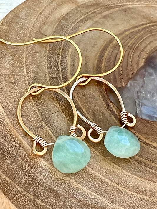 Juliet Collection - Genuine Amazonite Scrolled Hoops