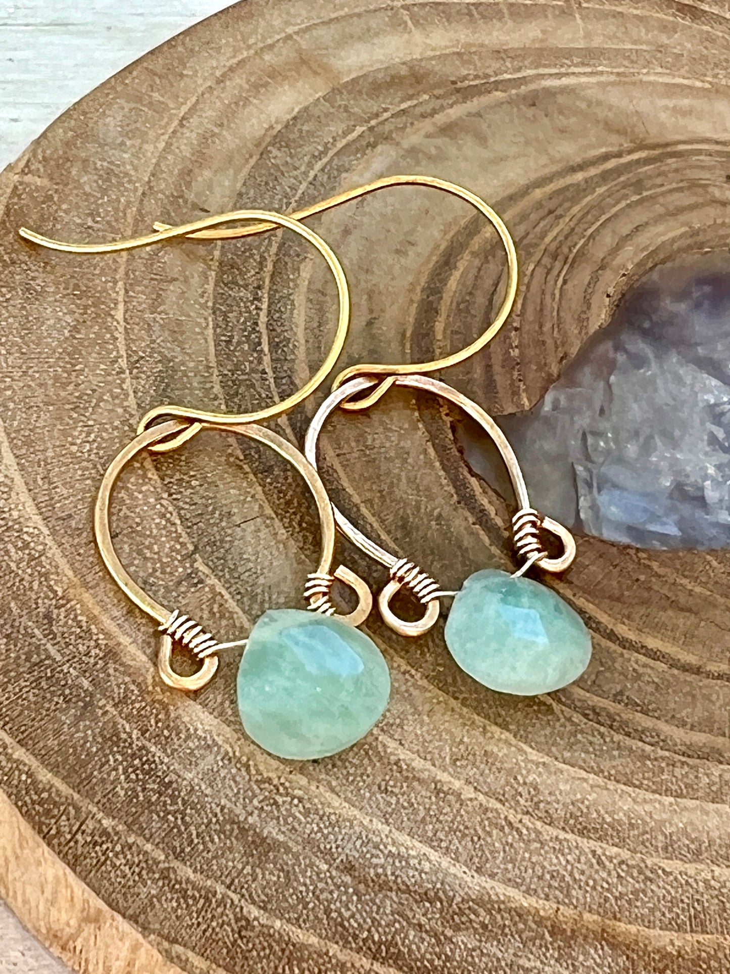 Juliet Collection - Genuine Amazonite Scrolled Hoops