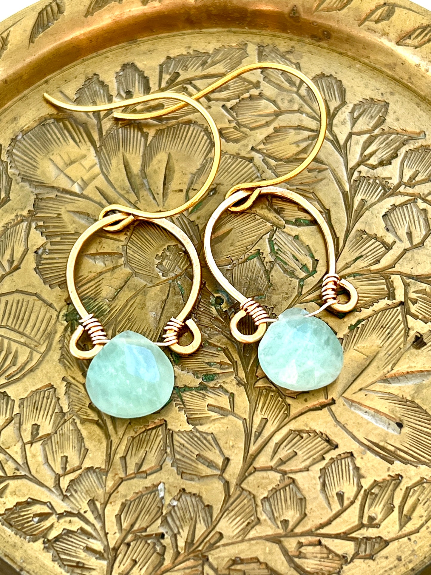 Juliet Collection - Genuine Amazonite Scrolled Hoops