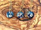 Hidden Message Necklace - Small Navy Floral