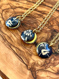 Hidden Message Necklace - Small Navy Floral