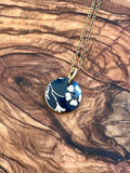 Hidden Message Necklace - Petite Navy Floral