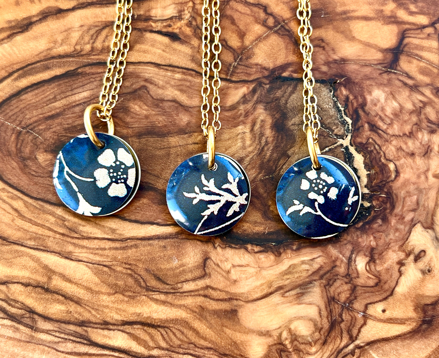 Hidden Message Necklace - Petite Navy Floral