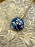 Hidden Message Necklace - Petite Navy Floral