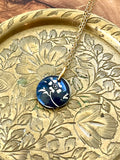 Hidden Message Necklace - Petite Navy Floral