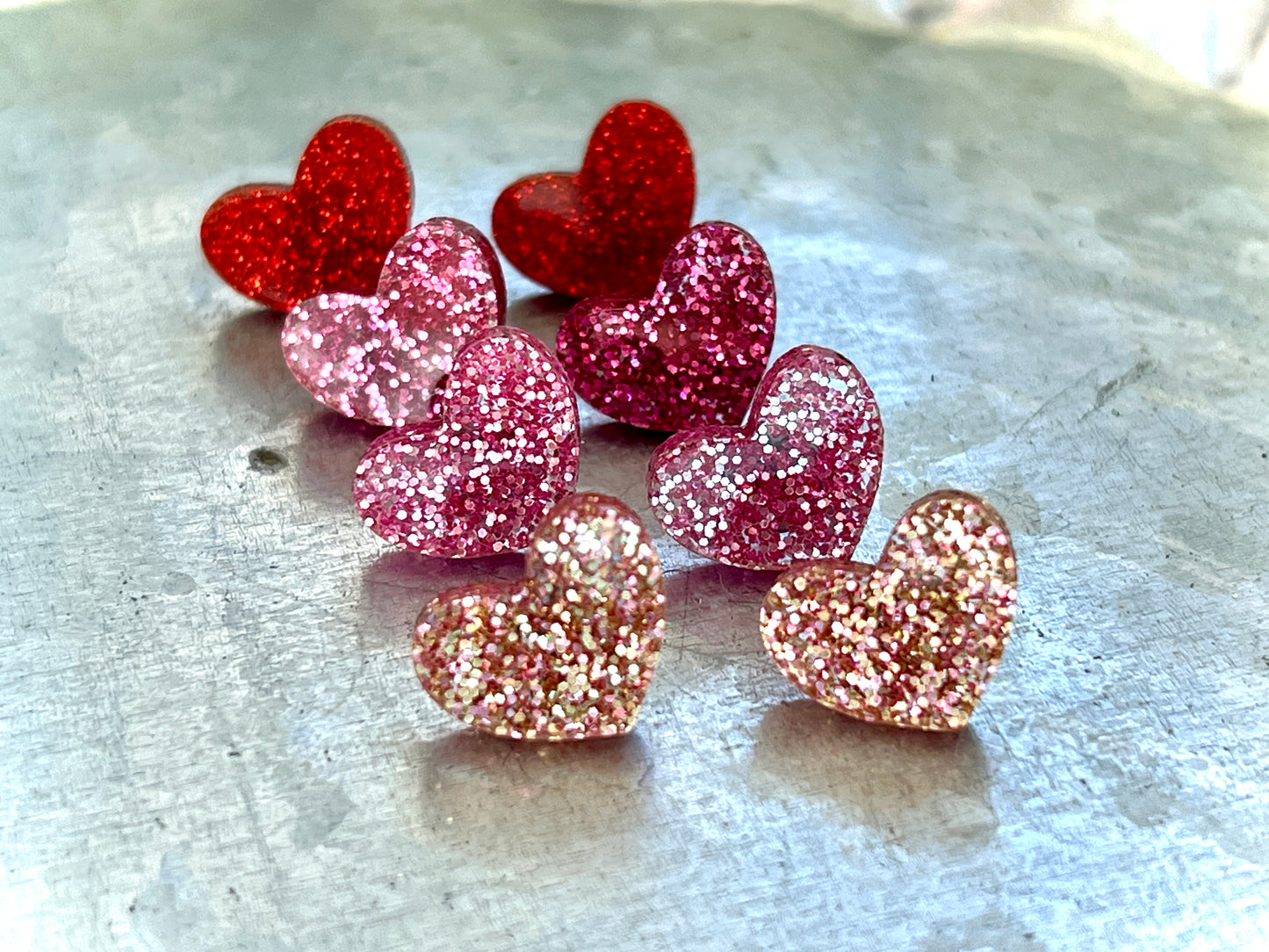 Glitter Heart Stud Earrings