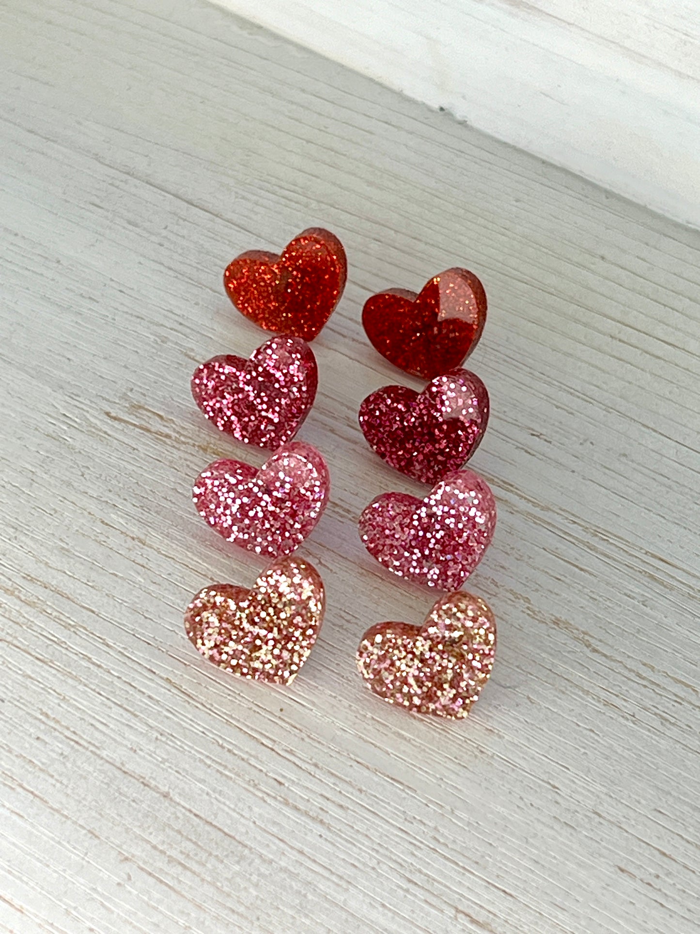 Glitter Heart Stud Earrings