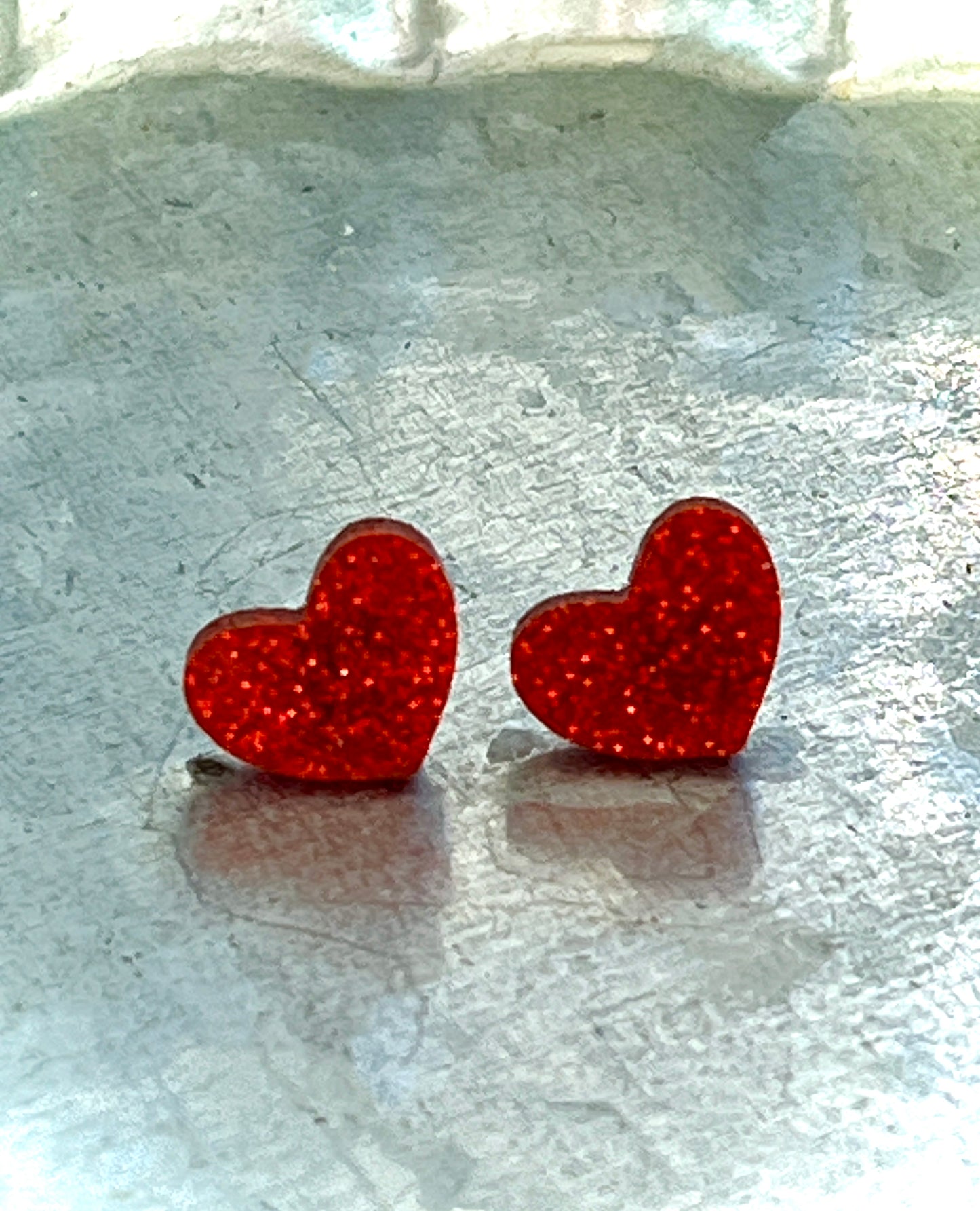 Glitter Heart Stud Earrings