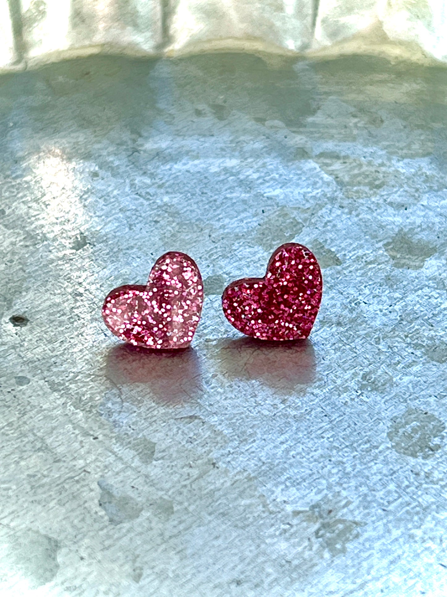 Glitter Heart Stud Earrings