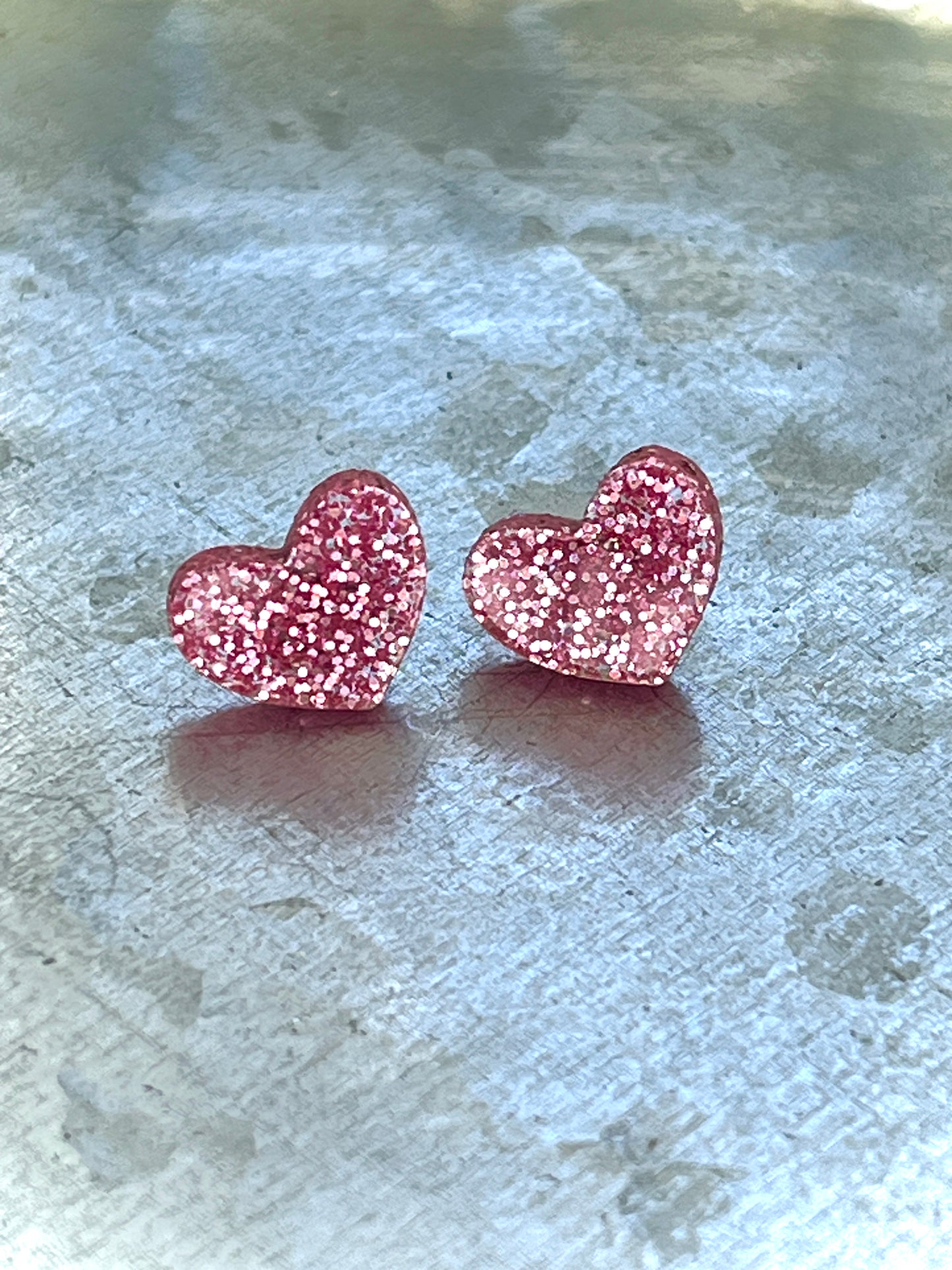 Glitter Heart Stud Earrings