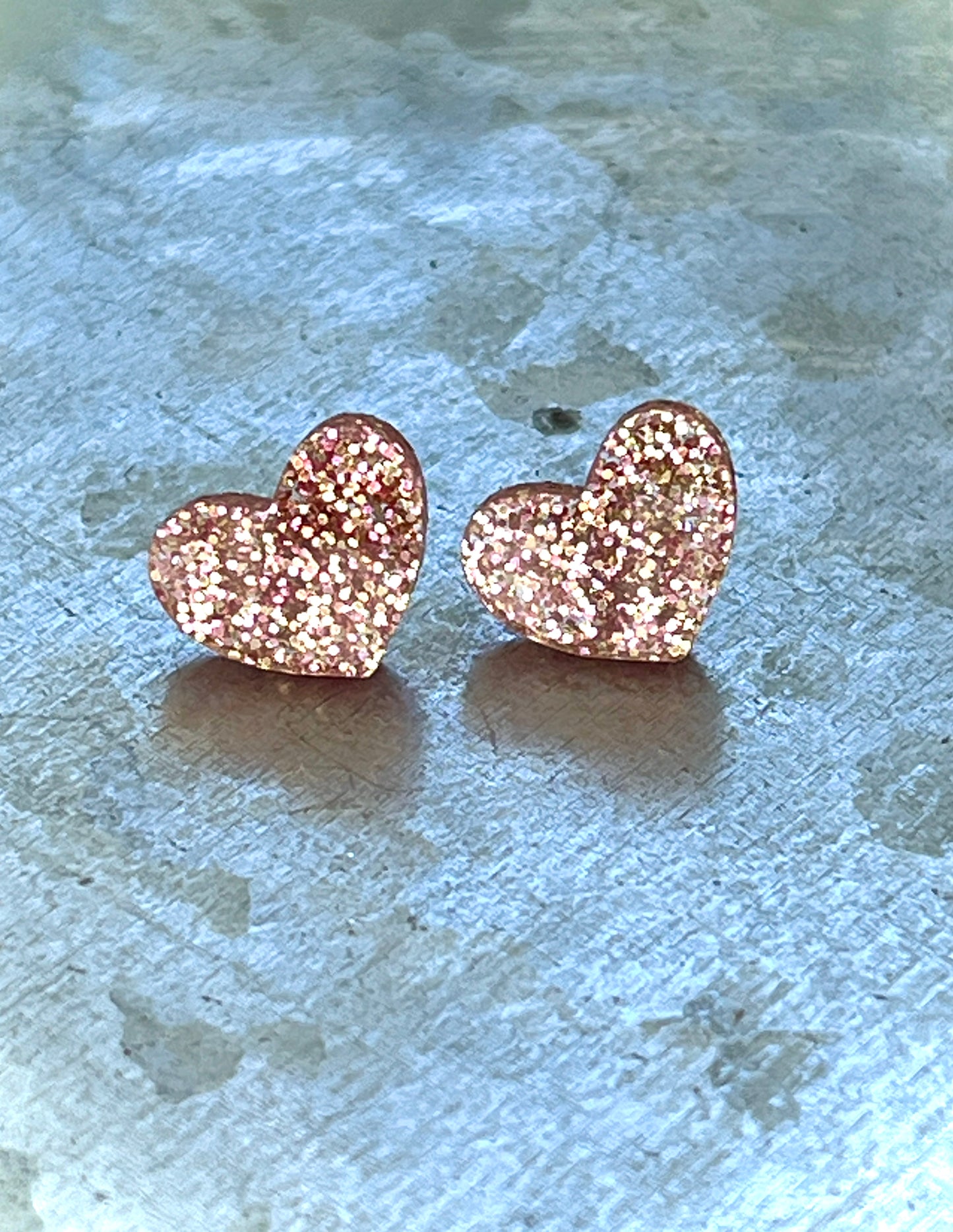 Glitter Heart Stud Earrings