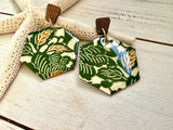 Green Floral Honeycomb Chiyogami Earrings