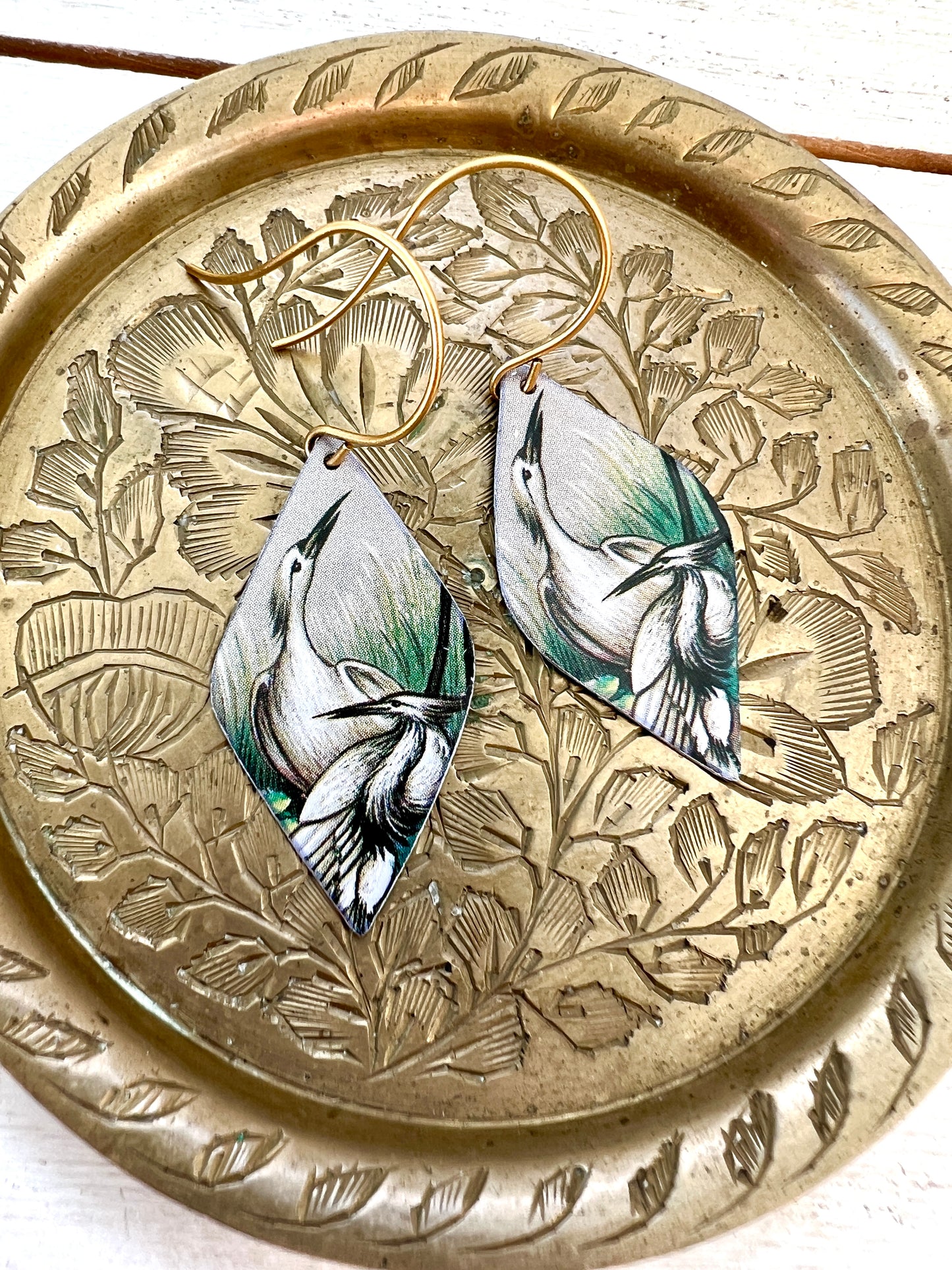 Waterlily Pond Collection - Egret Earrings