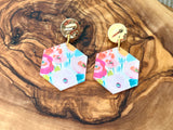 Spring Bloom Hexagon Dangle Earrings