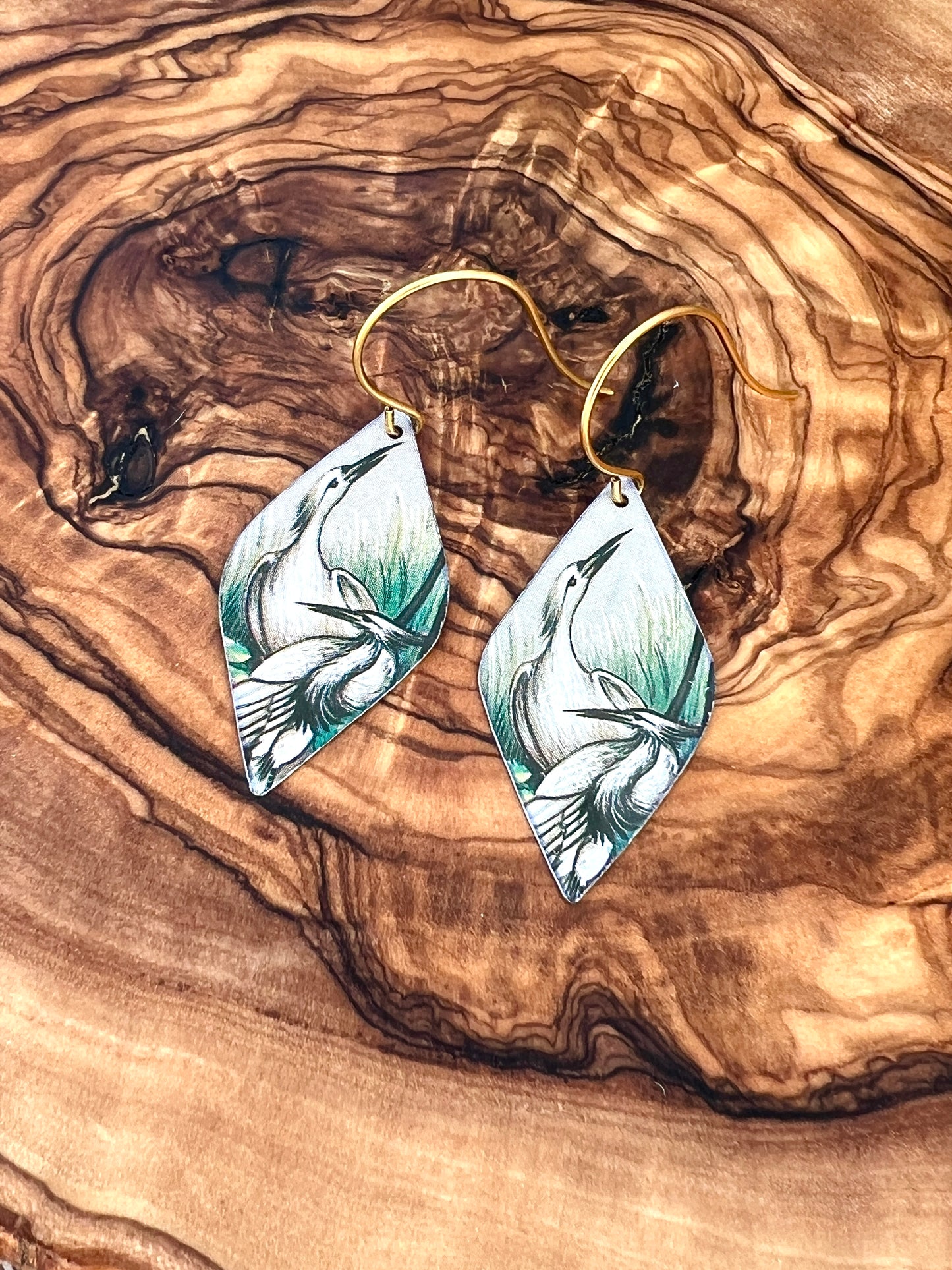 Waterlily Pond Collection - Egret Earrings