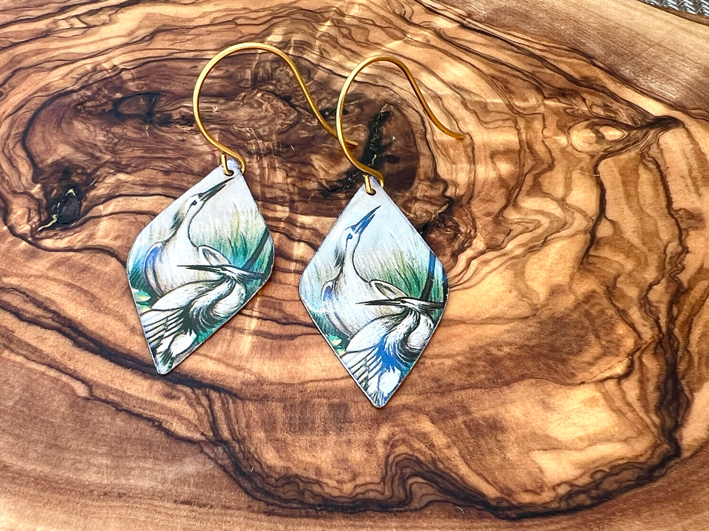 Waterlily Pond Collection - Egret Earrings