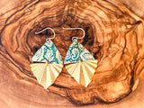 Green Paisley Print Rhombus Earrings