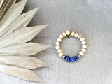 Carolina Inspired Wood Bead Bracelet - Blue and White