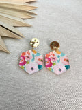 Spring Bloom Hexagon Dangle Earrings