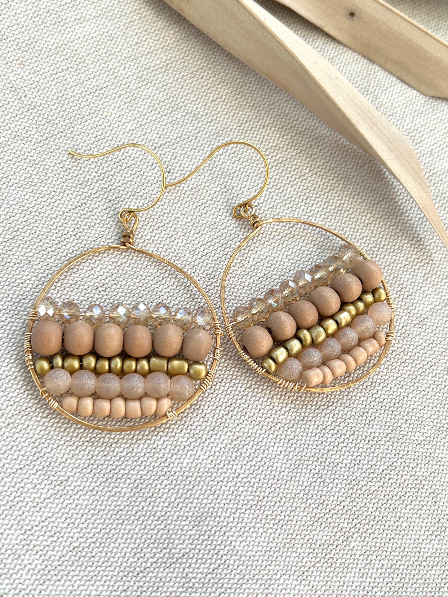 Artisan Hand Wired Fresh Neutral Beaded Hoops