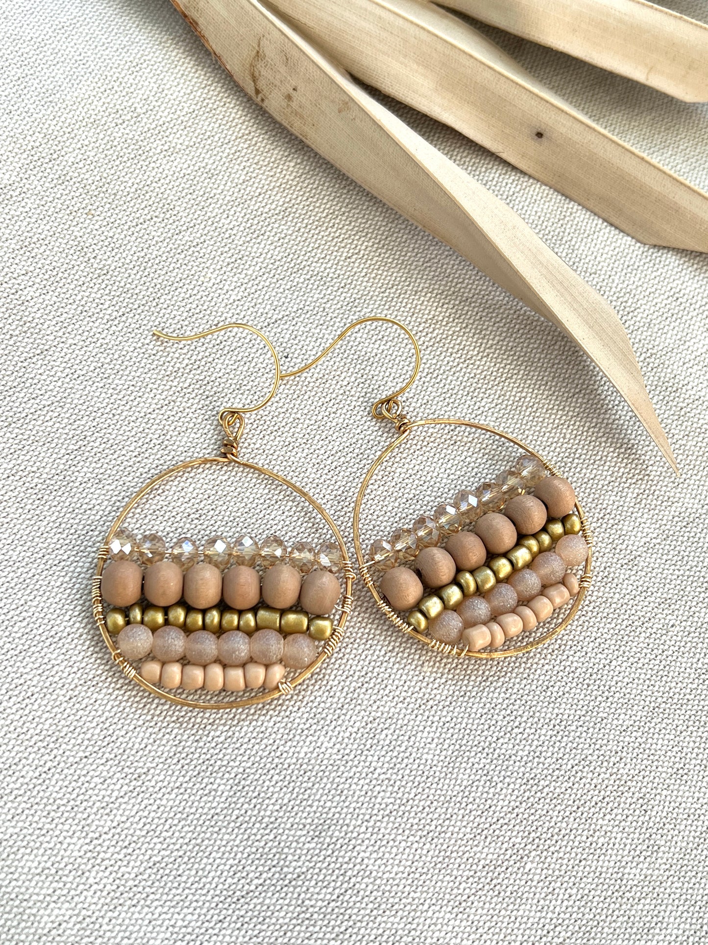 Artisan Hand Wired Fresh Neutral Beaded Hoops