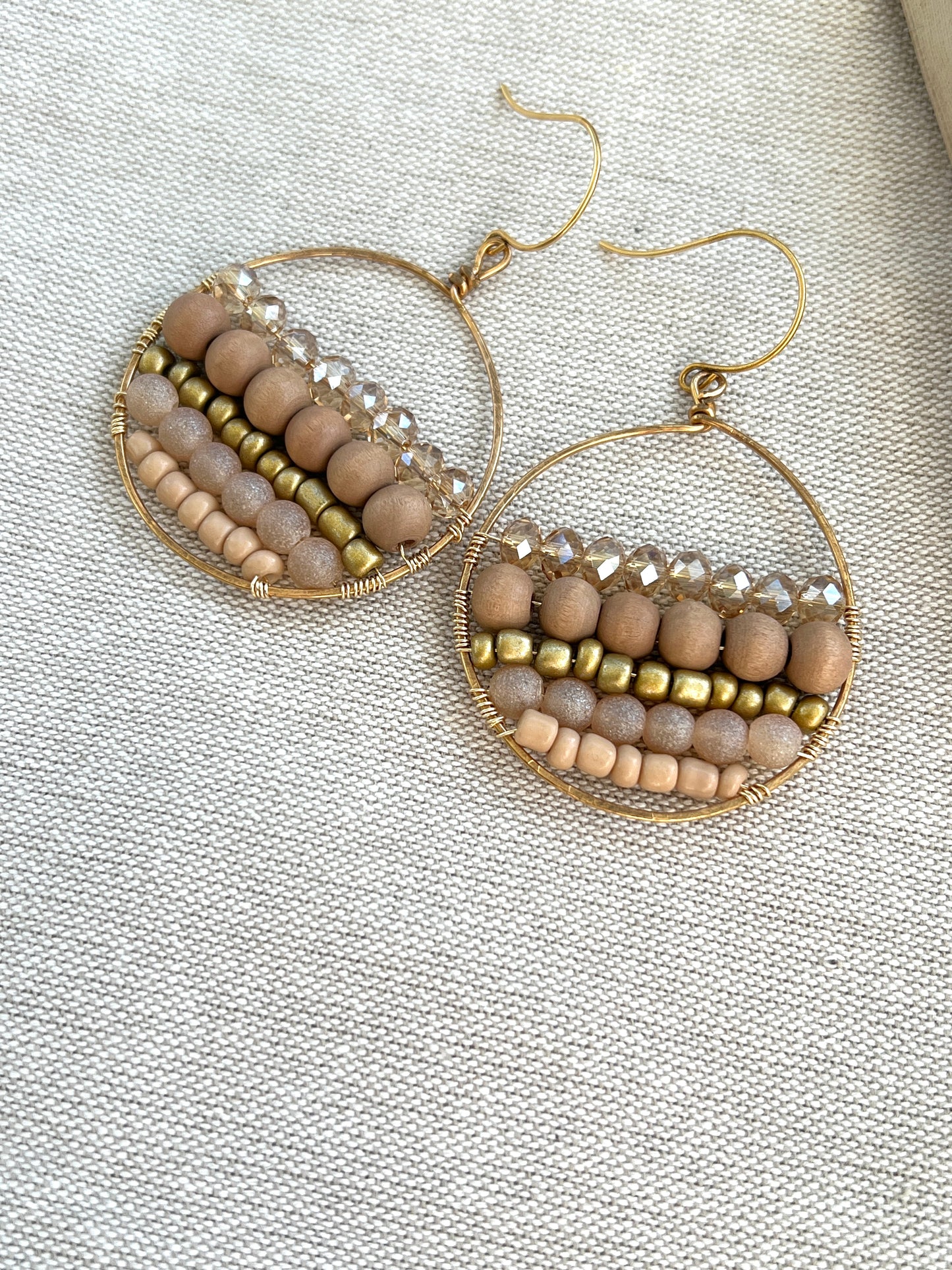 Artisan Hand Wired Fresh Neutral Beaded Hoops