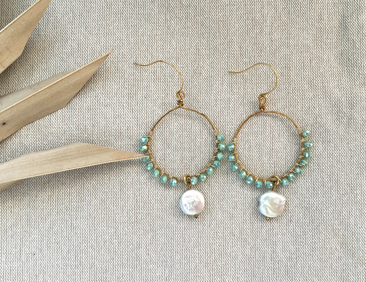 Artisan Hand Wired Fresh Water Pearl Hoops