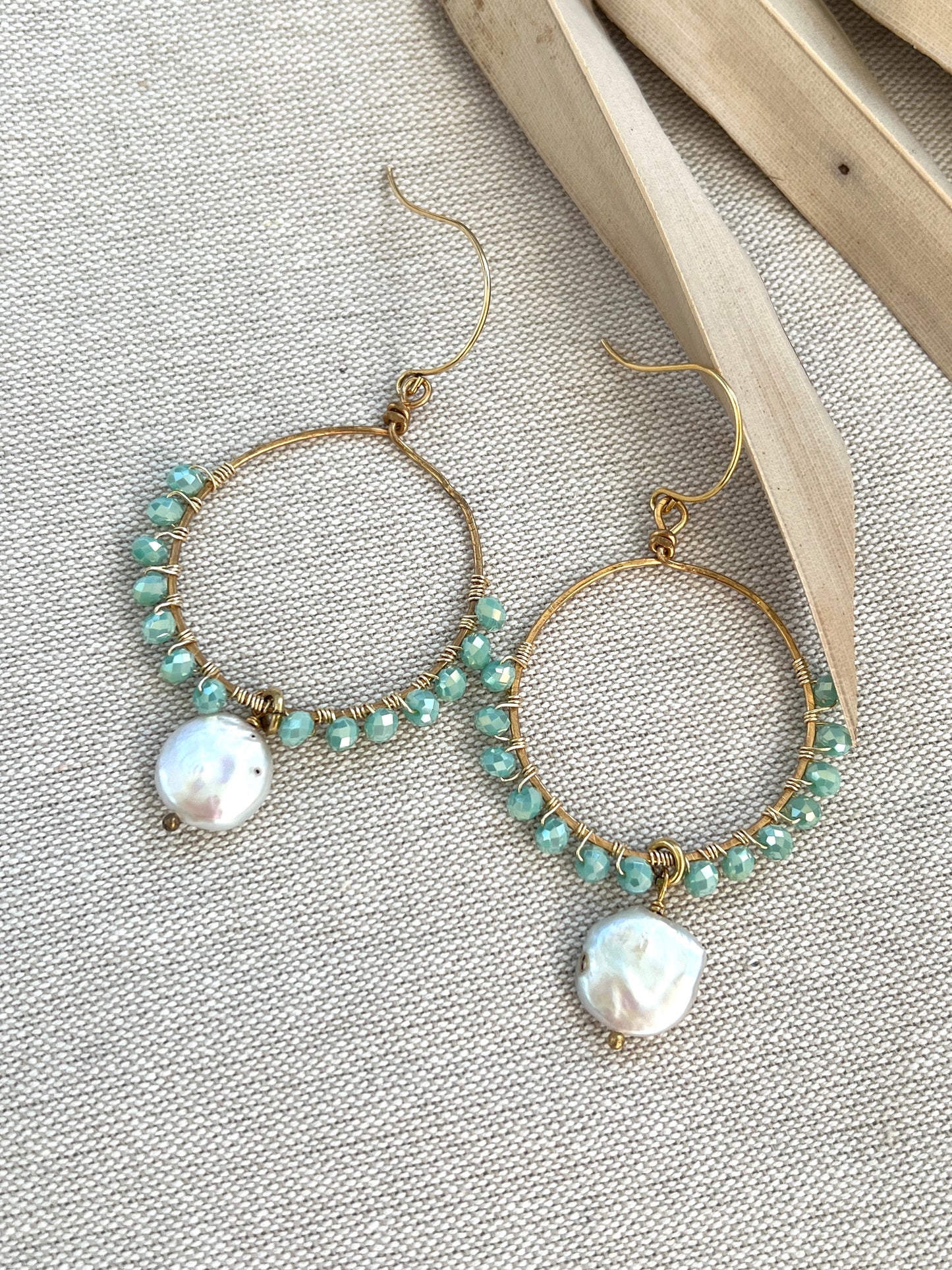 Artisan Hand Wired Fresh Water Pearl Hoops