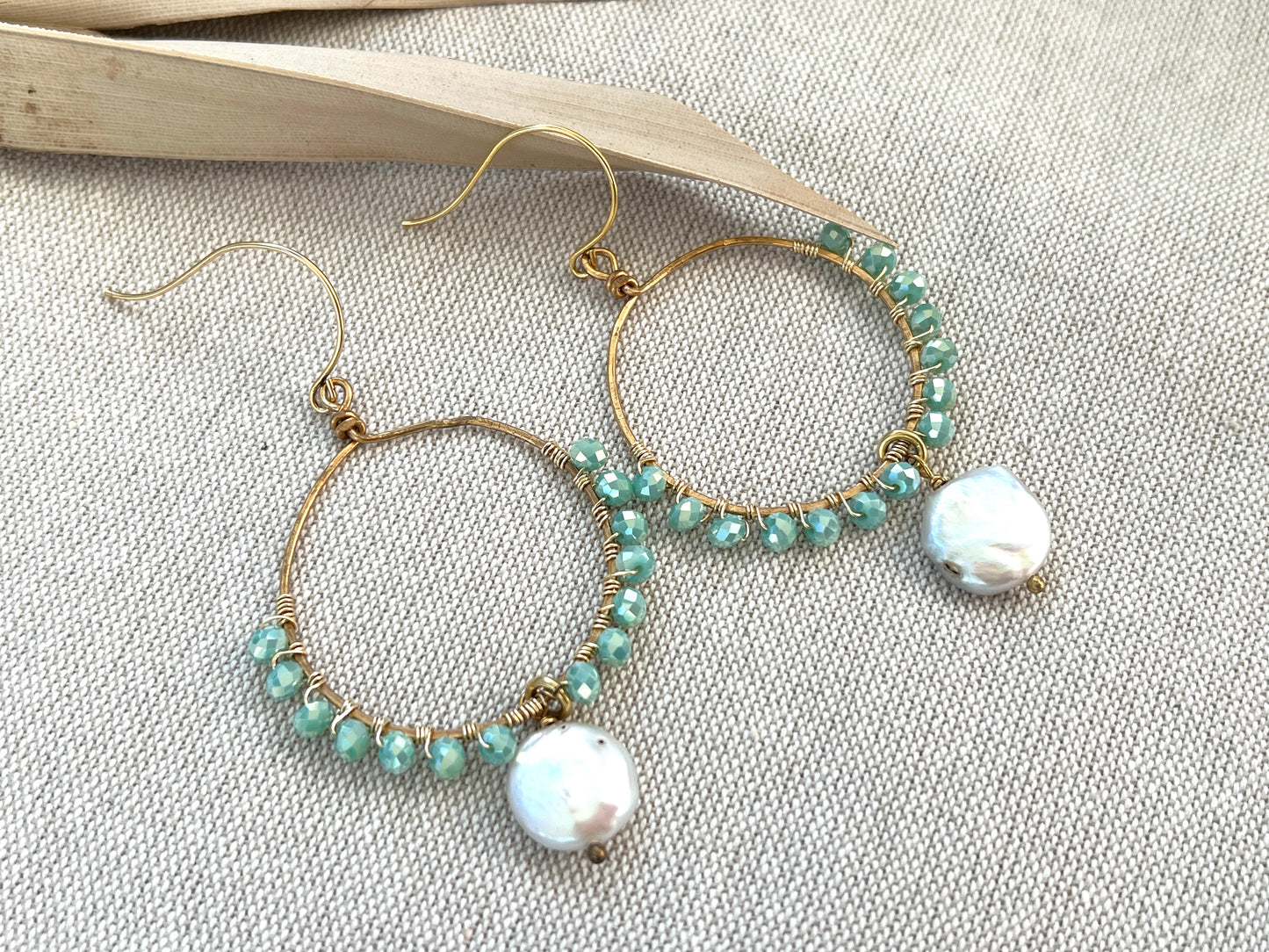 Artisan Hand Wired Fresh Water Pearl Hoops