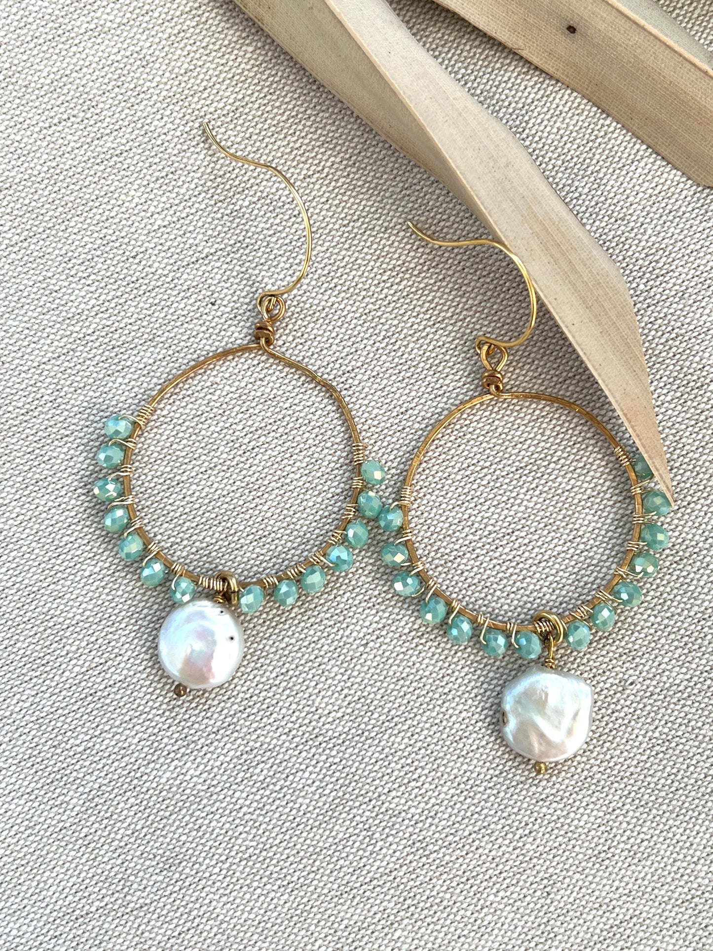 Artisan Hand Wired Fresh Water Pearl Hoops