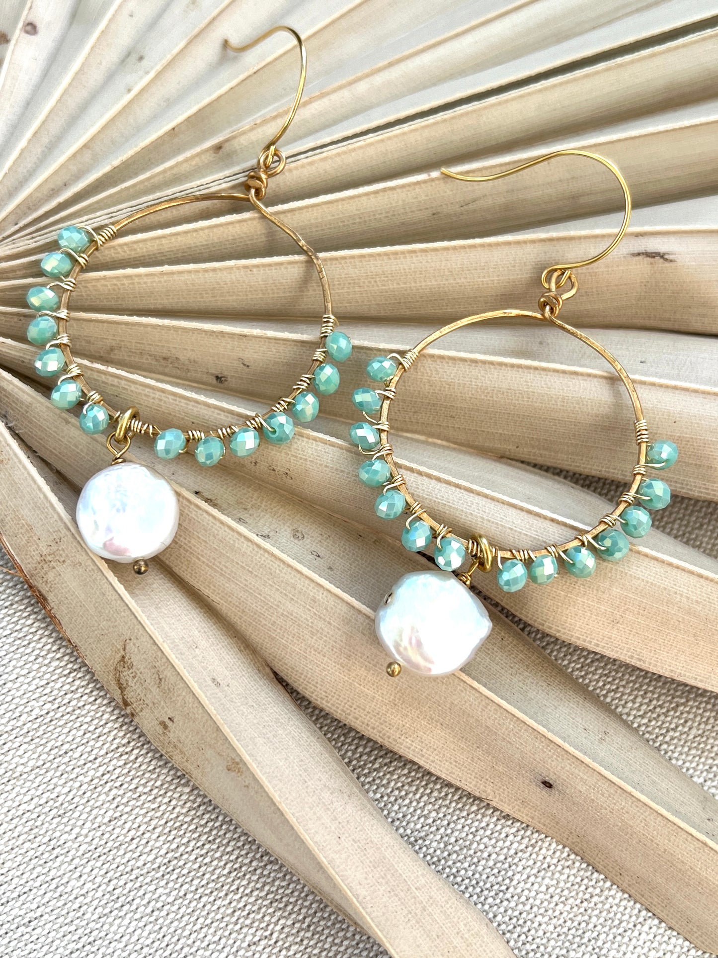 Artisan Hand Wired Fresh Water Pearl Hoops